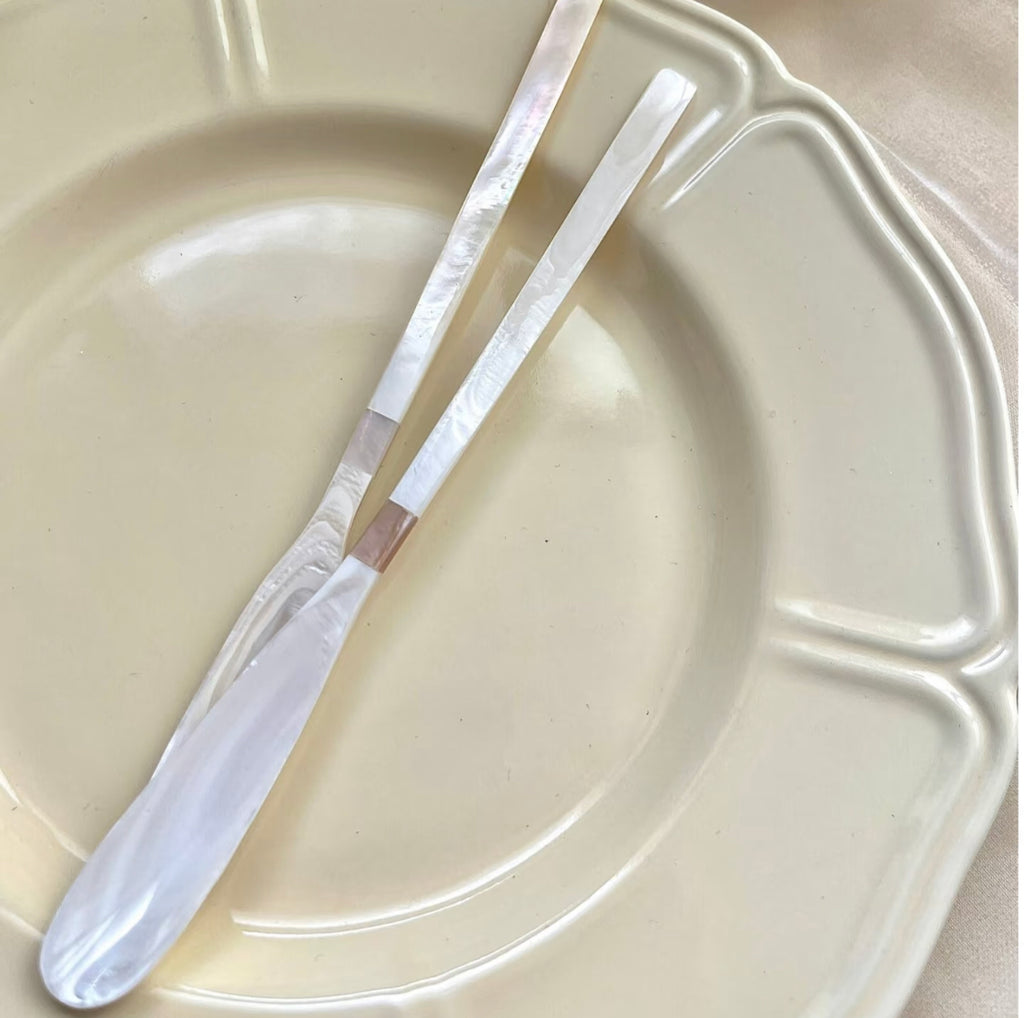 DewDrop Nacre Stirrer – Handcrafted Freshwater & Mississippi Pink Shell Spoon