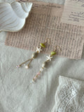 Pistachio Breeze Handmade Shell Drop Earrings