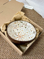 Pearl Mosaic Coconut Bowl | Handmade Capiz Shell Catchall Tray