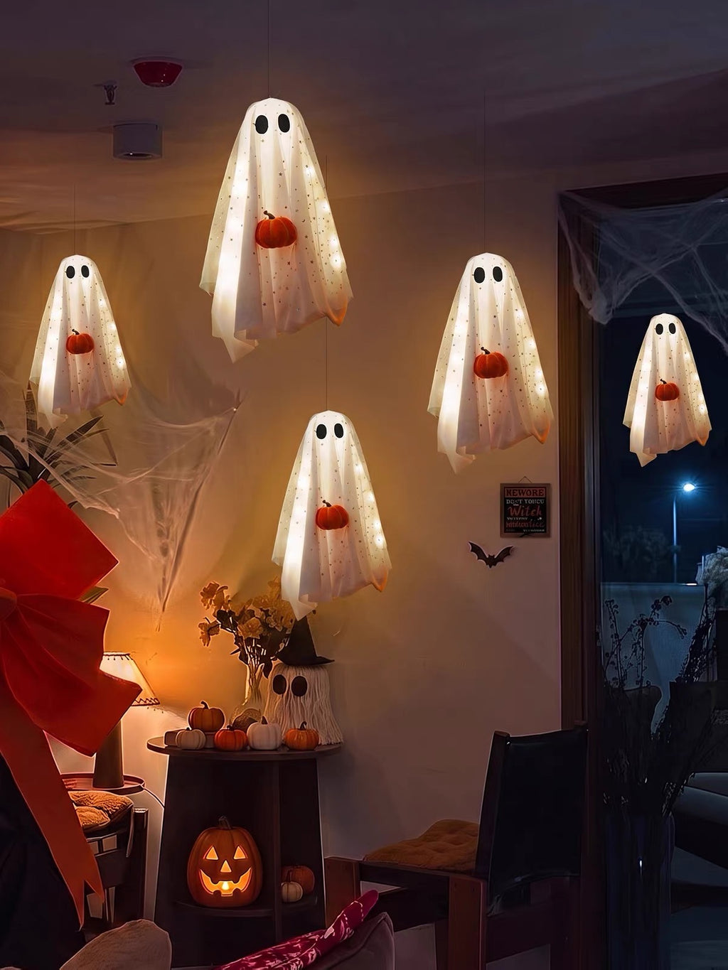 Halloween Ghost Hanging Light – Glowing Ghost Decor