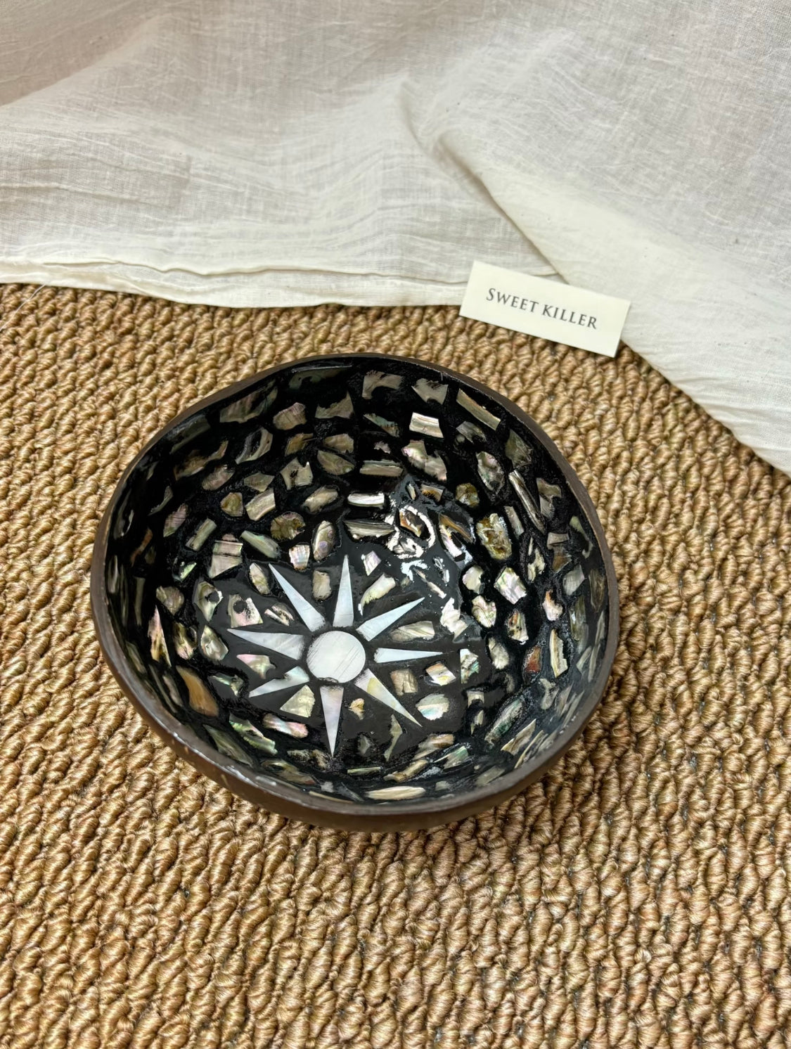 Pearl Mosaic Coconut Bowl | Handmade Capiz Shell Catchall Tray