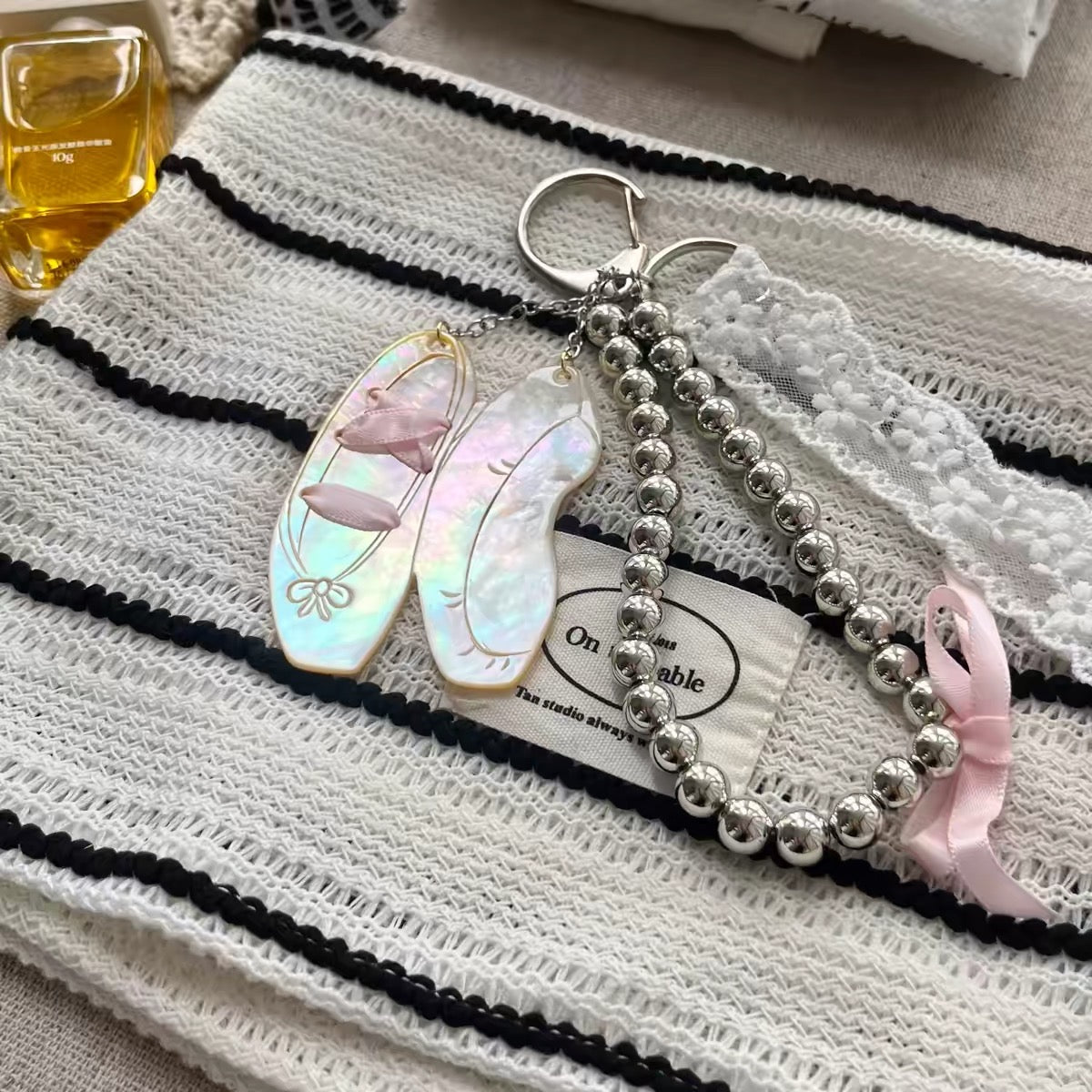 Silver Bead Ballet Mother-of-Pearl Shoe Charm