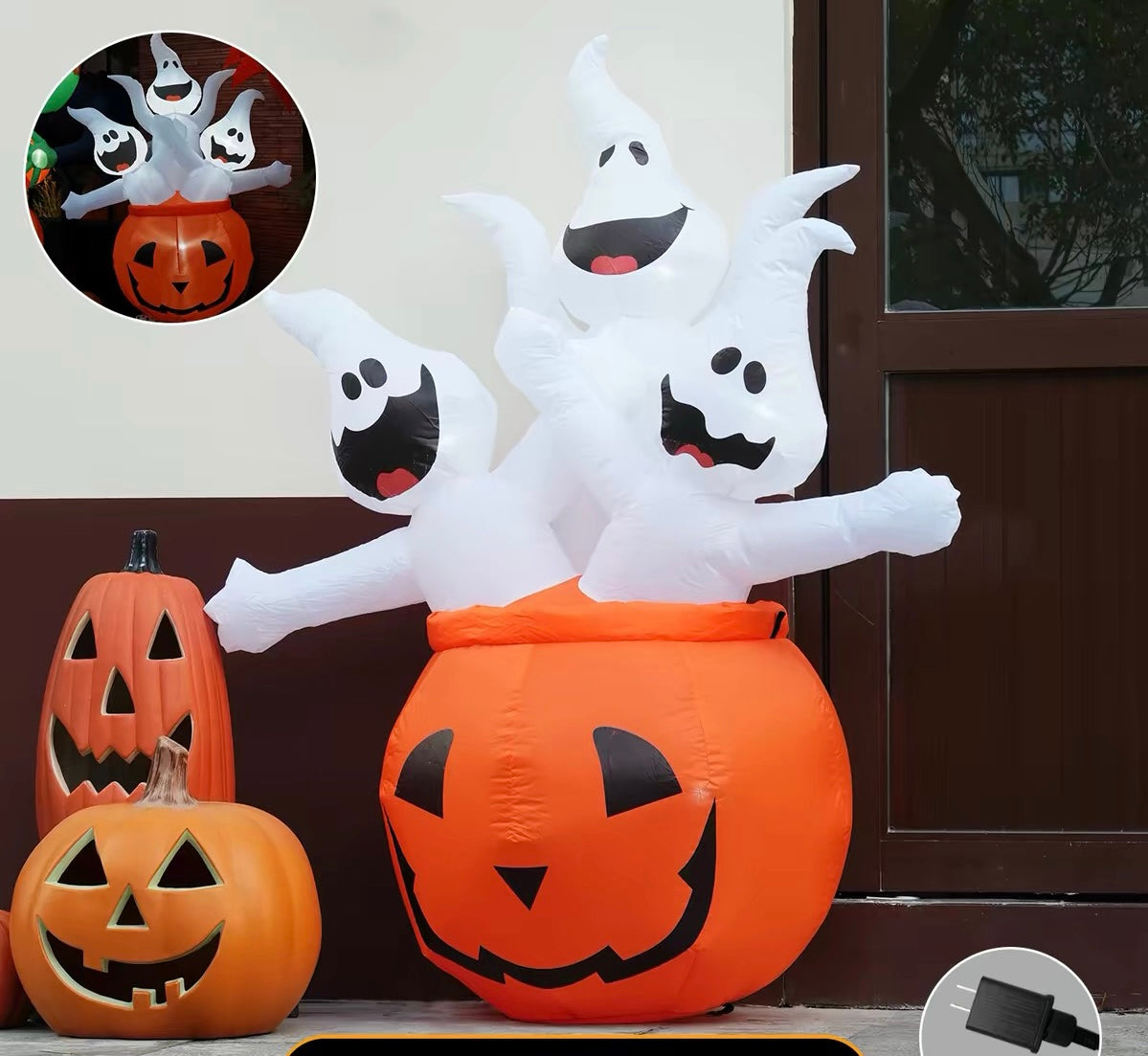 Halloween Inflatable Ghost & Pumpkin Outdoor Decorations