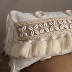 Coastal Shell Tassel Lumbar Pillow | Boho Wabi-Sabi Cushion Cover