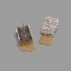 PearlCascade & MetalWeave Earrings