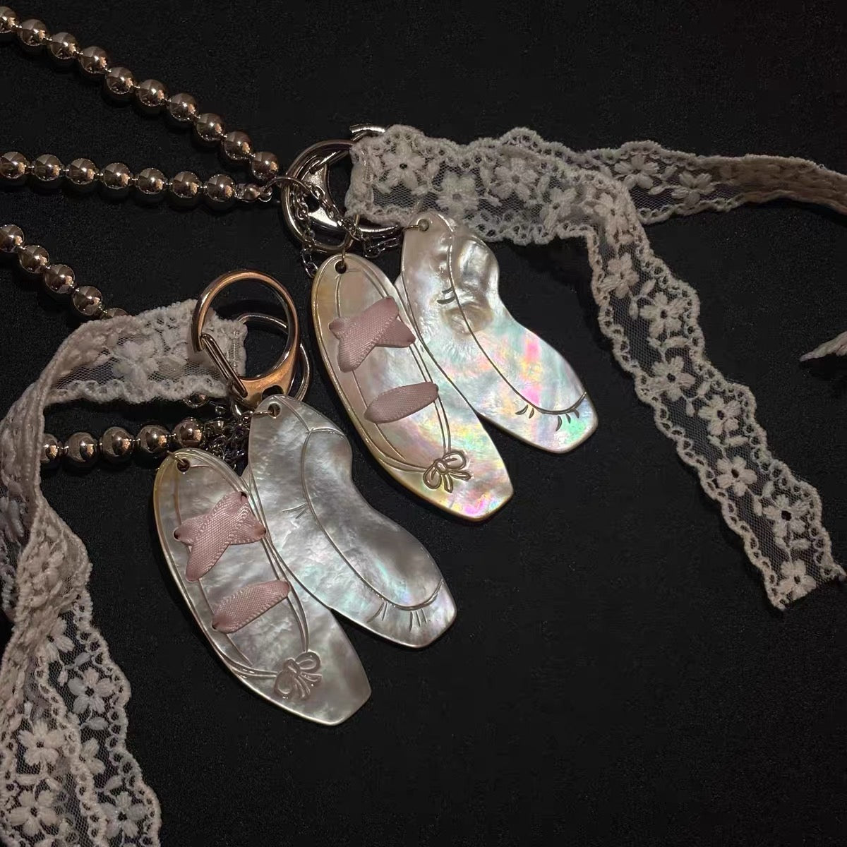 Silver Bead Ballet Mother-of-Pearl Shoe Charm