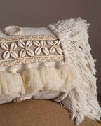 Coastal Shell Tassel Lumbar Pillow | Boho Wabi-Sabi Cushion Cover