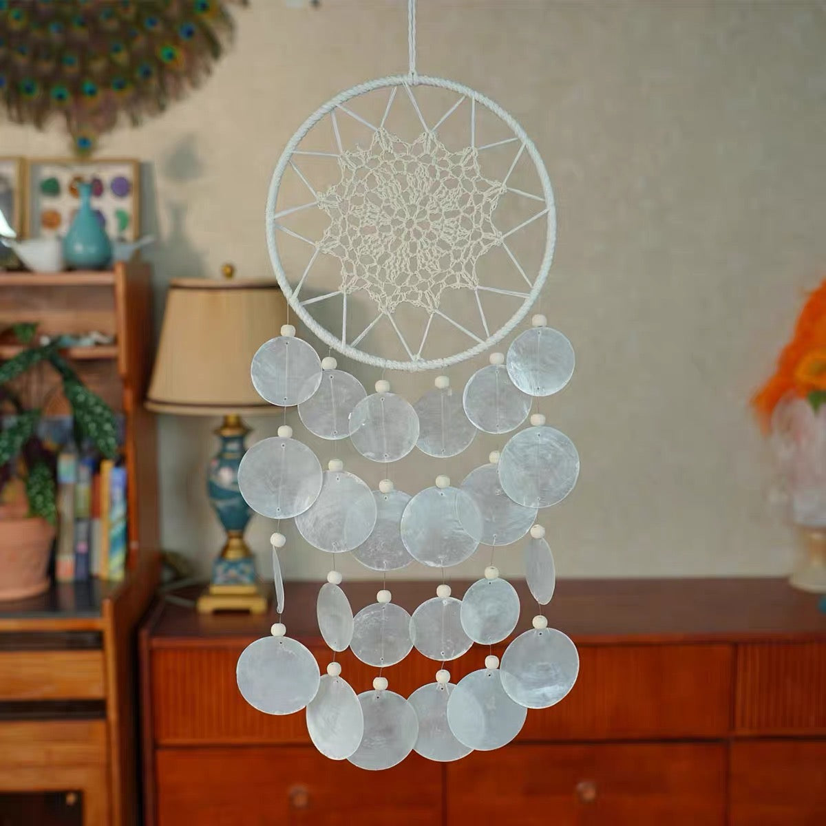 Moon Drift Capiz Dreamcatcher Wind Chime