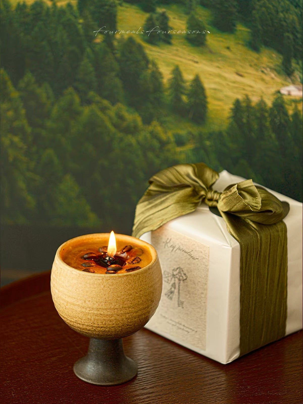 Hand-Ground Coffee Soy Candle – Ceramic Cup Gift