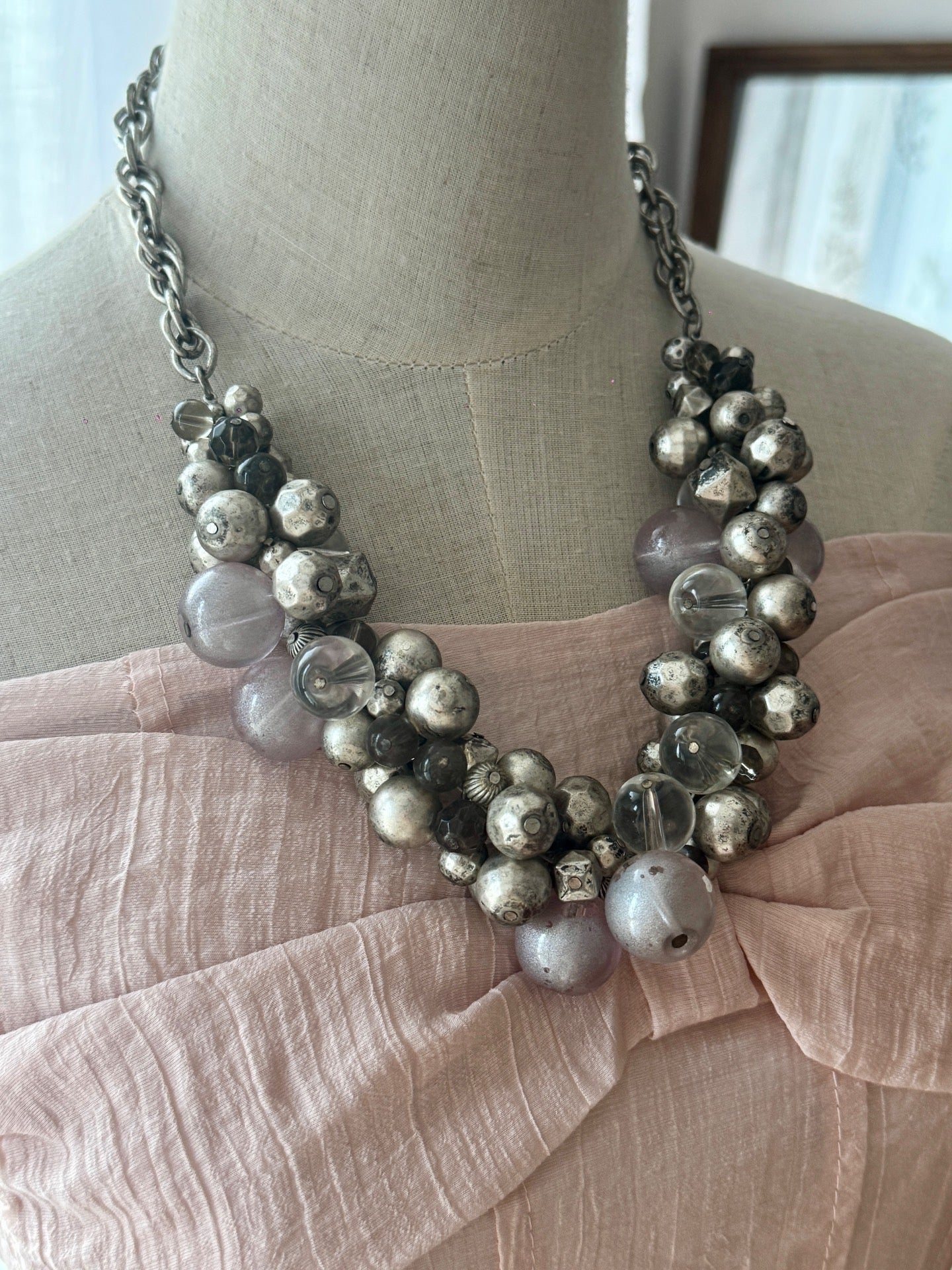 Silver Echo Vintage Statement Necklace