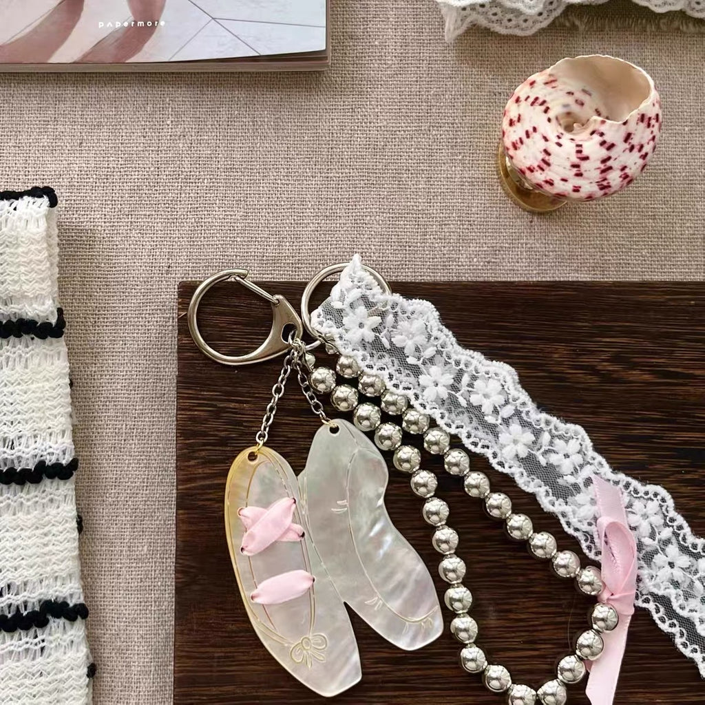 Silver Bead Ballet Mother-of-Pearl Shoe Charm