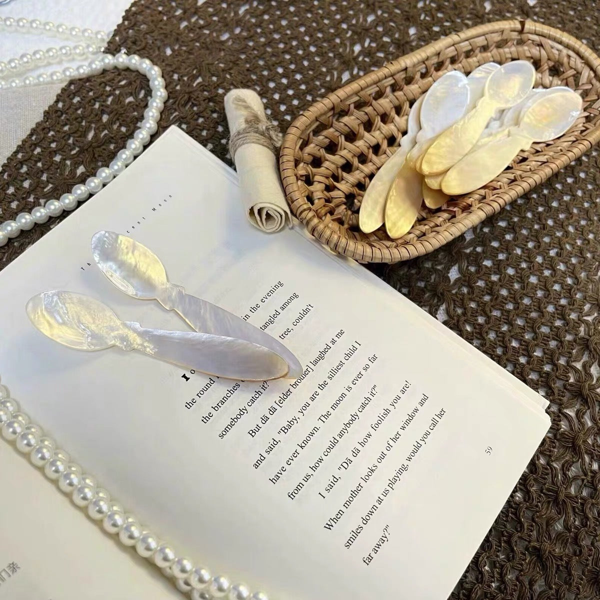 Luminous Shell Whisper Handcrafted Mother-of-Pearl Spoon