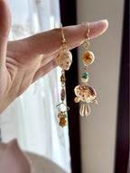 Blossom Tide Handmade Painted Shell Statement Earrings