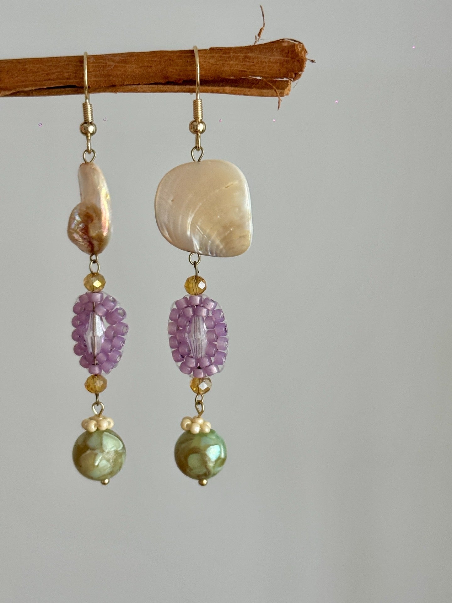 Vintage Baroque Pearl Shell Handmade Earrings