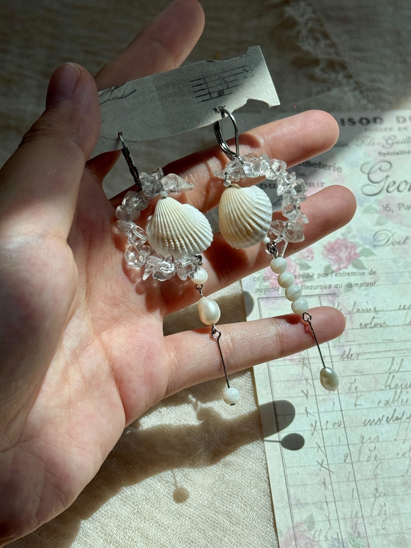 Pure Dew Shell Statement Earrings