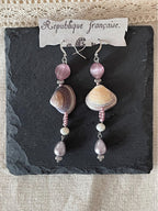 Lavender Haze Vintage Shell Handmade Earrings