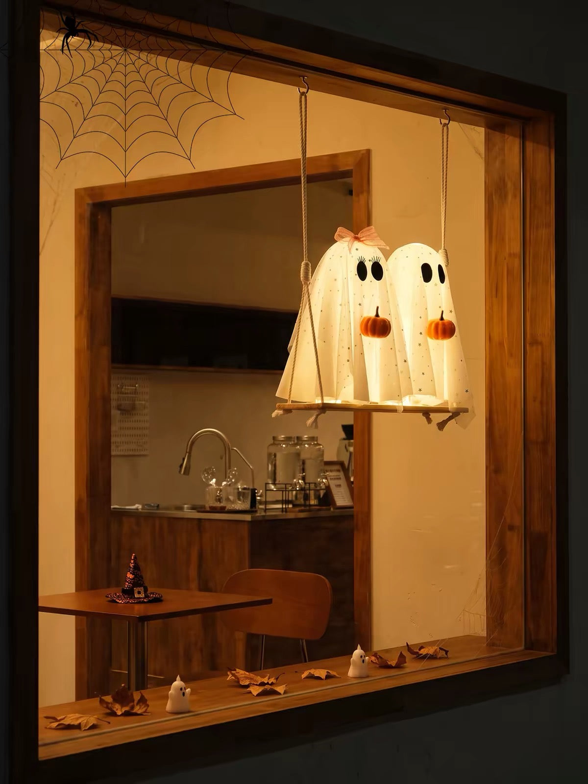 Autumn Ghost Glow Halloween Hanging Porch Light Decor
