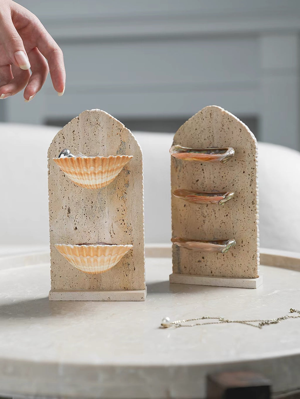 Tide Gallery Travertine Jewelry Stand