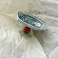 AzureNacre Floating Cup – Handcrafted Blue Abalone Shell & Crystal Ball Tray