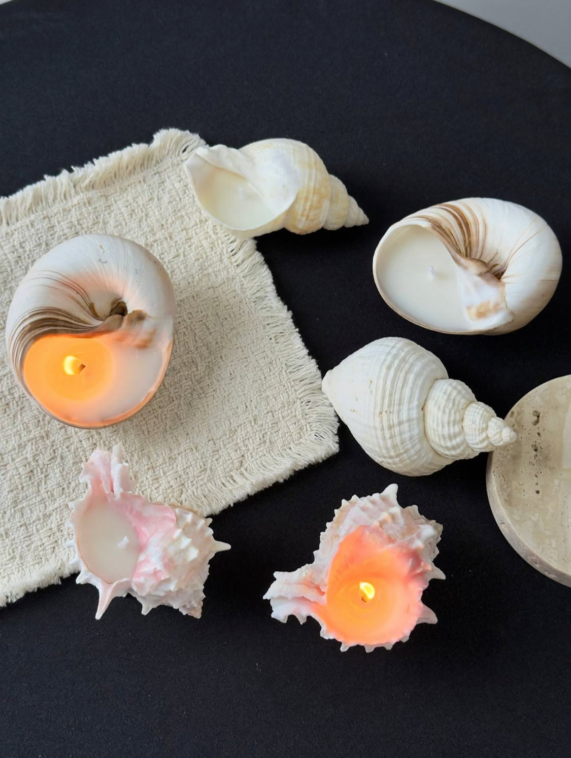 Seashell Soy Candle Gift Set in Wooden Box