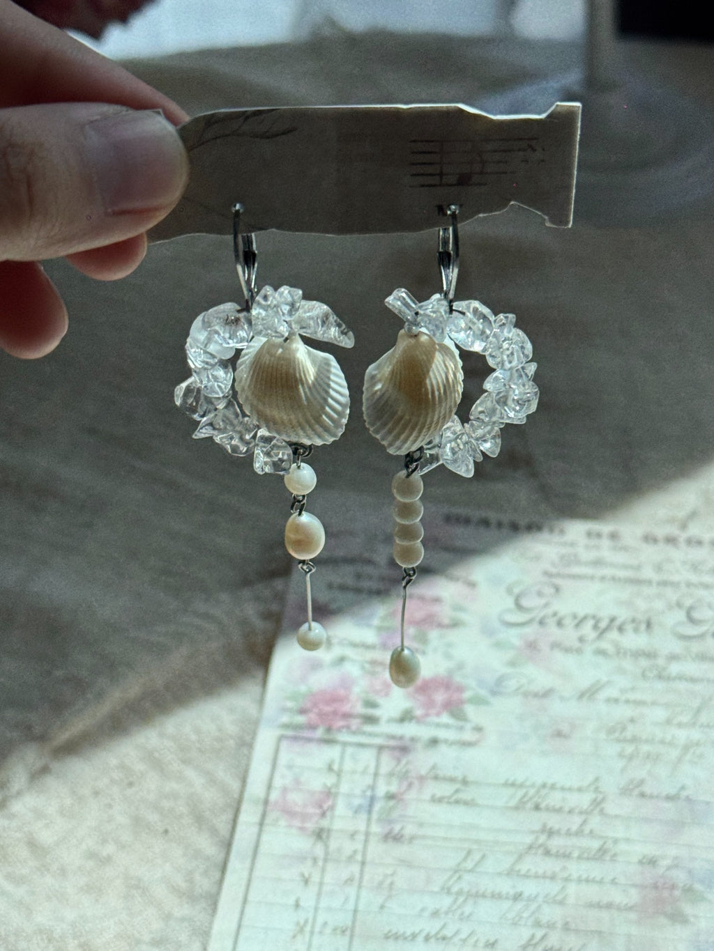 Pure Dew Shell Statement Earrings