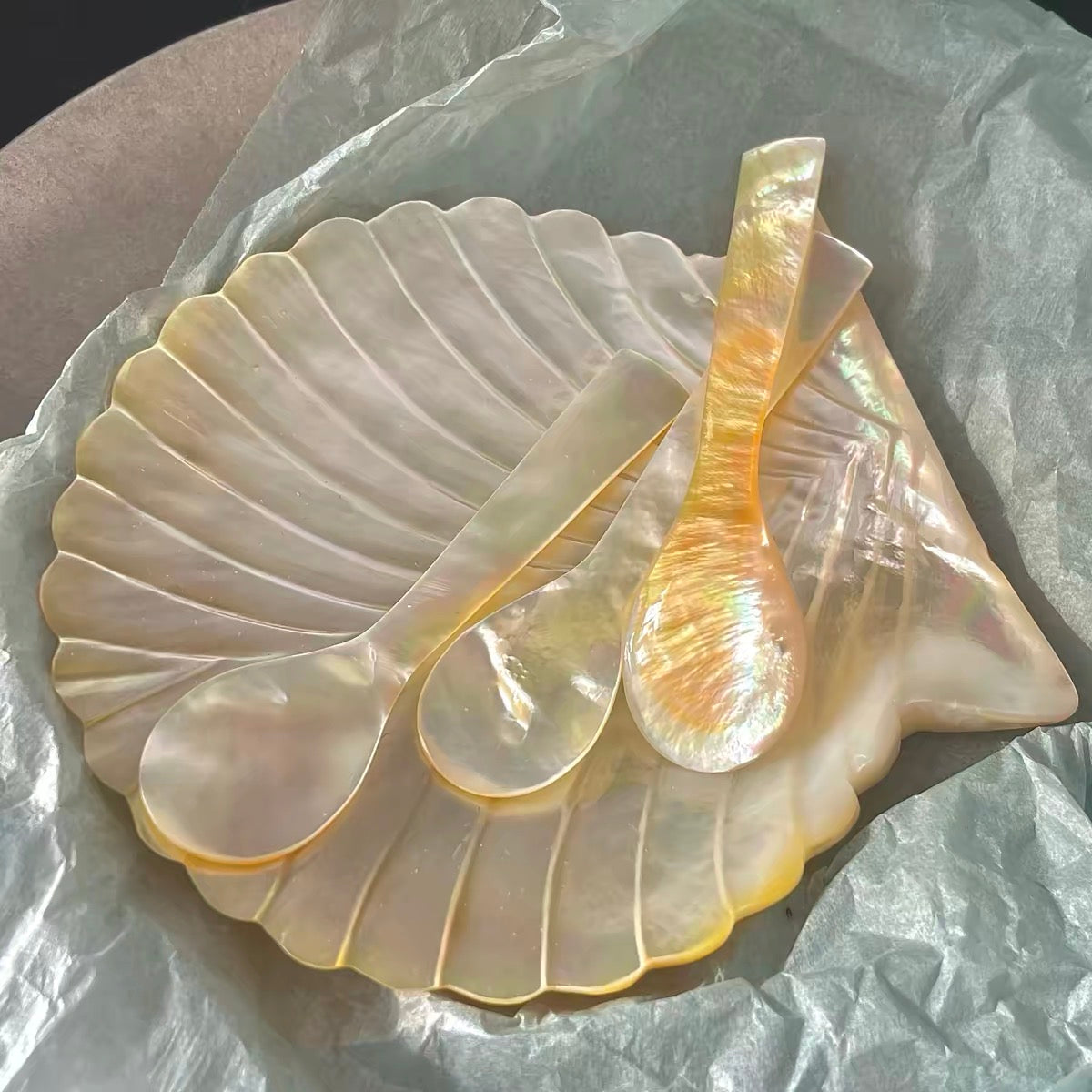 Golden Pearl Shell Spoon