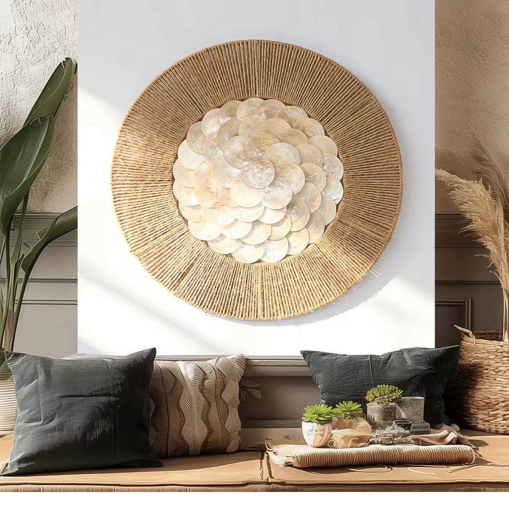 Coastal Shell & Woven Wall Art | Handmade Boho Wall Decor