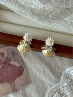 Byzantine Bloom Hand-Painted Vintage Shell Earrings