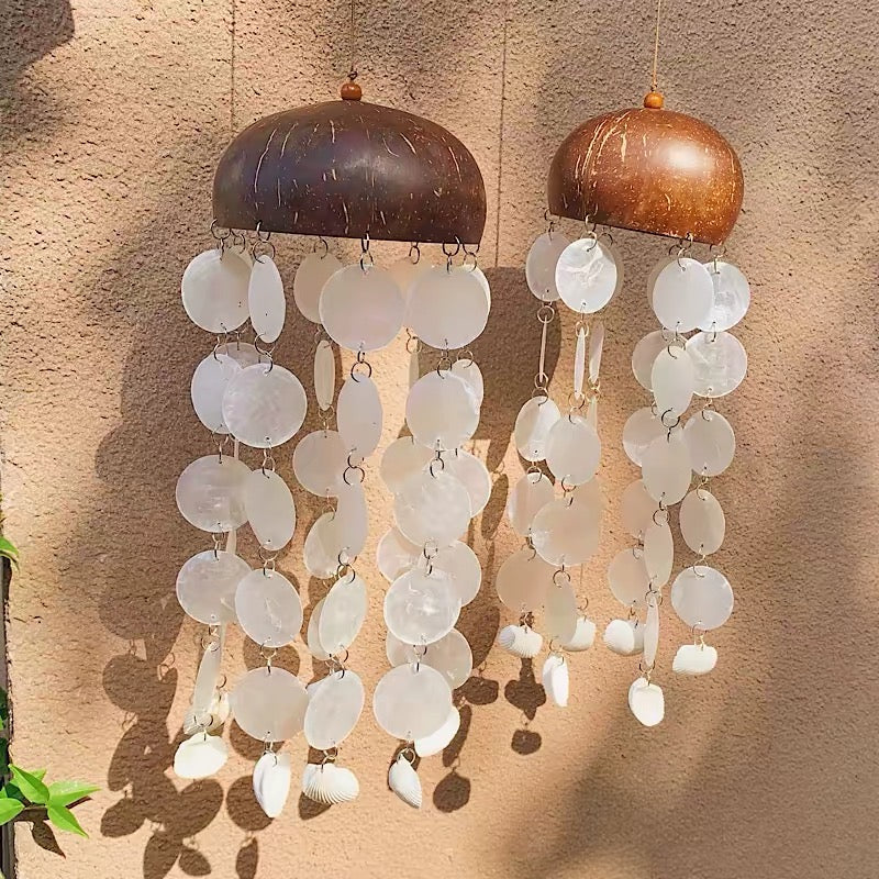 Ocean Whisper Capiz Shell Wind Chime| Handmade Coconut Shell Hanging Decor