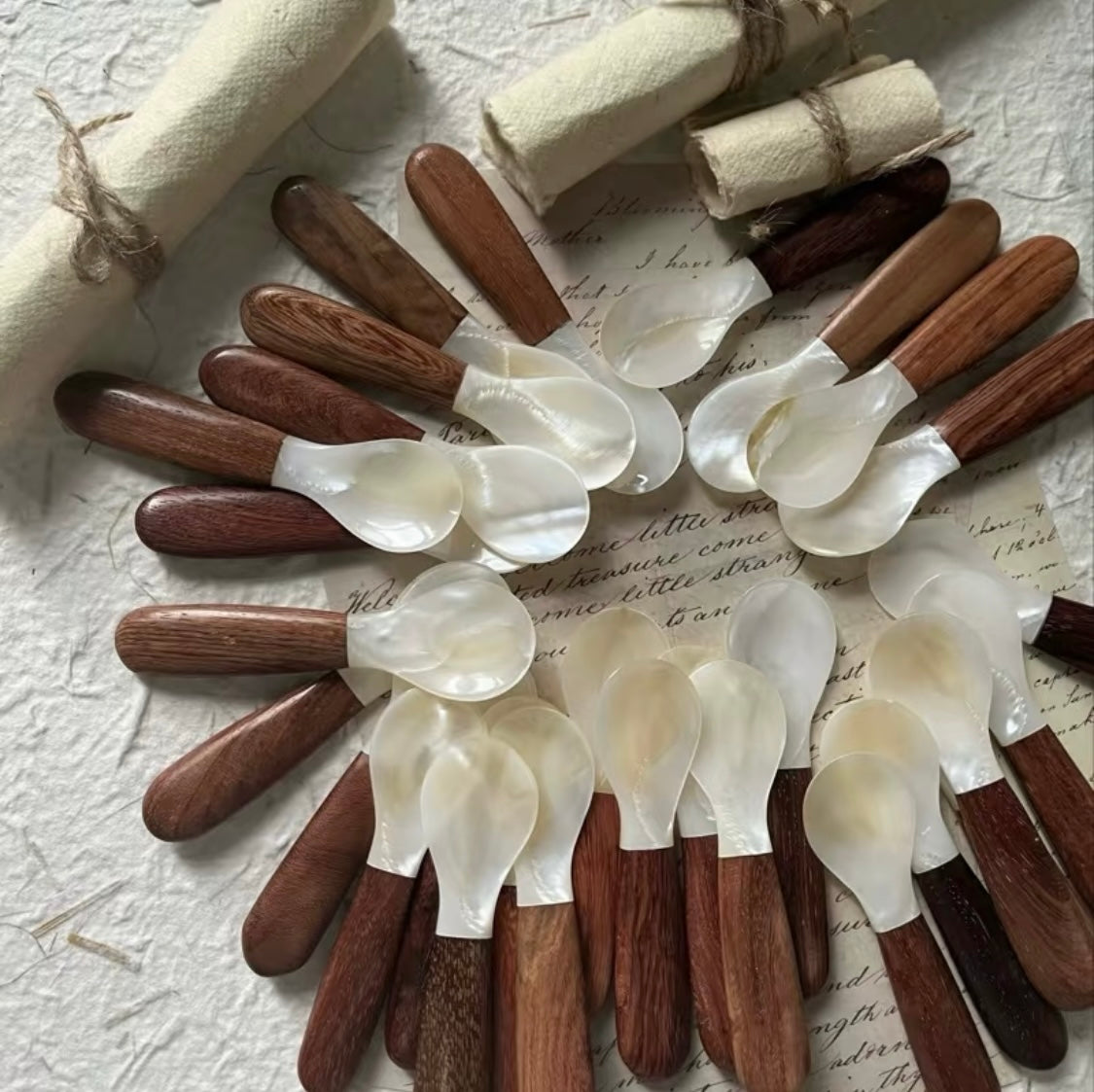 RiverNacre WoodSpoon – Handcrafted Freshwater Shell & Burmese Rosewood Spoon