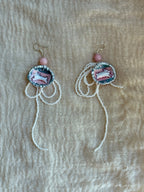 Wonderland Rabbit Hand-Painted 3D Shell Statement Earrings