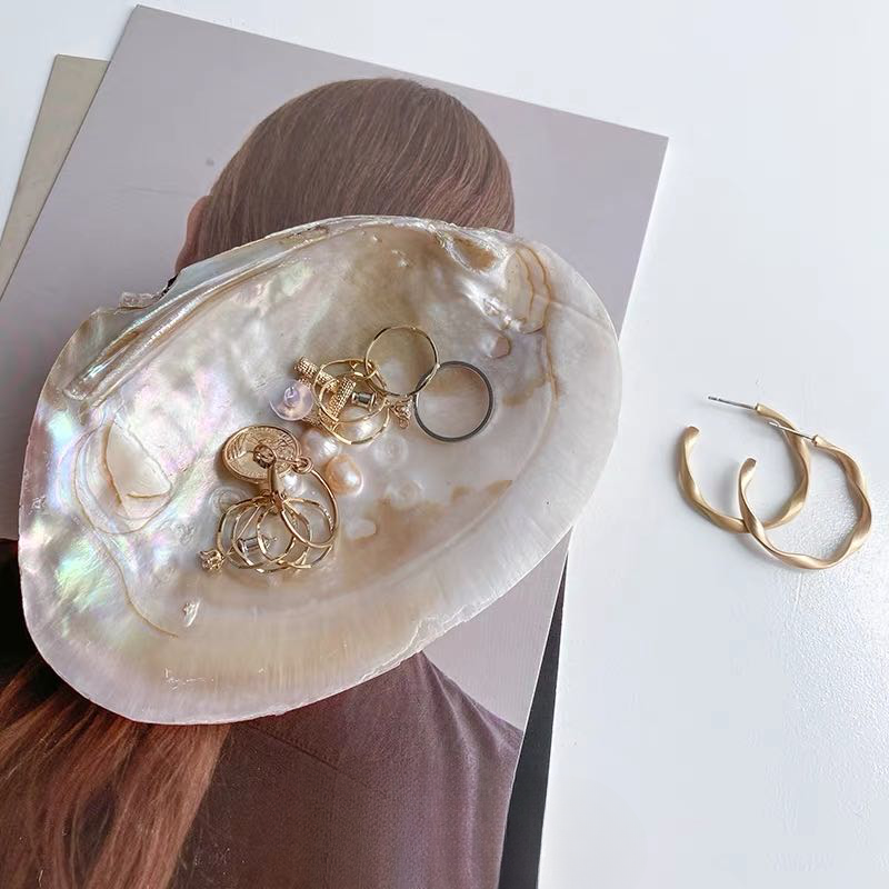 Natural Seashell Trinket Tray with Pearls