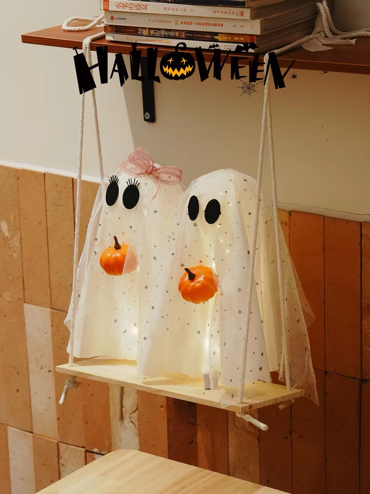 Autumn Ghost Glow Halloween Hanging Porch Light Decor