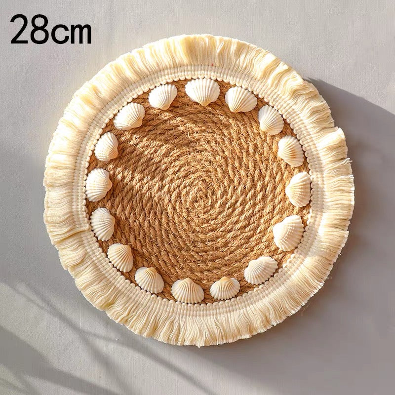 Coastal Shell & Woven Wall Art | Handmade Boho Wall Decor