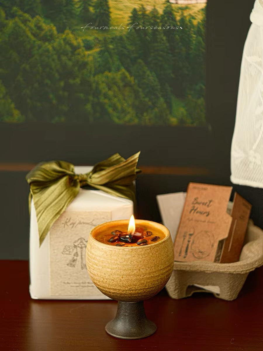 Hand-Ground Coffee Soy Candle – Ceramic Cup Gift