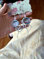 Wonderland Rabbit Hand-Painted 3D Shell Statement Earrings