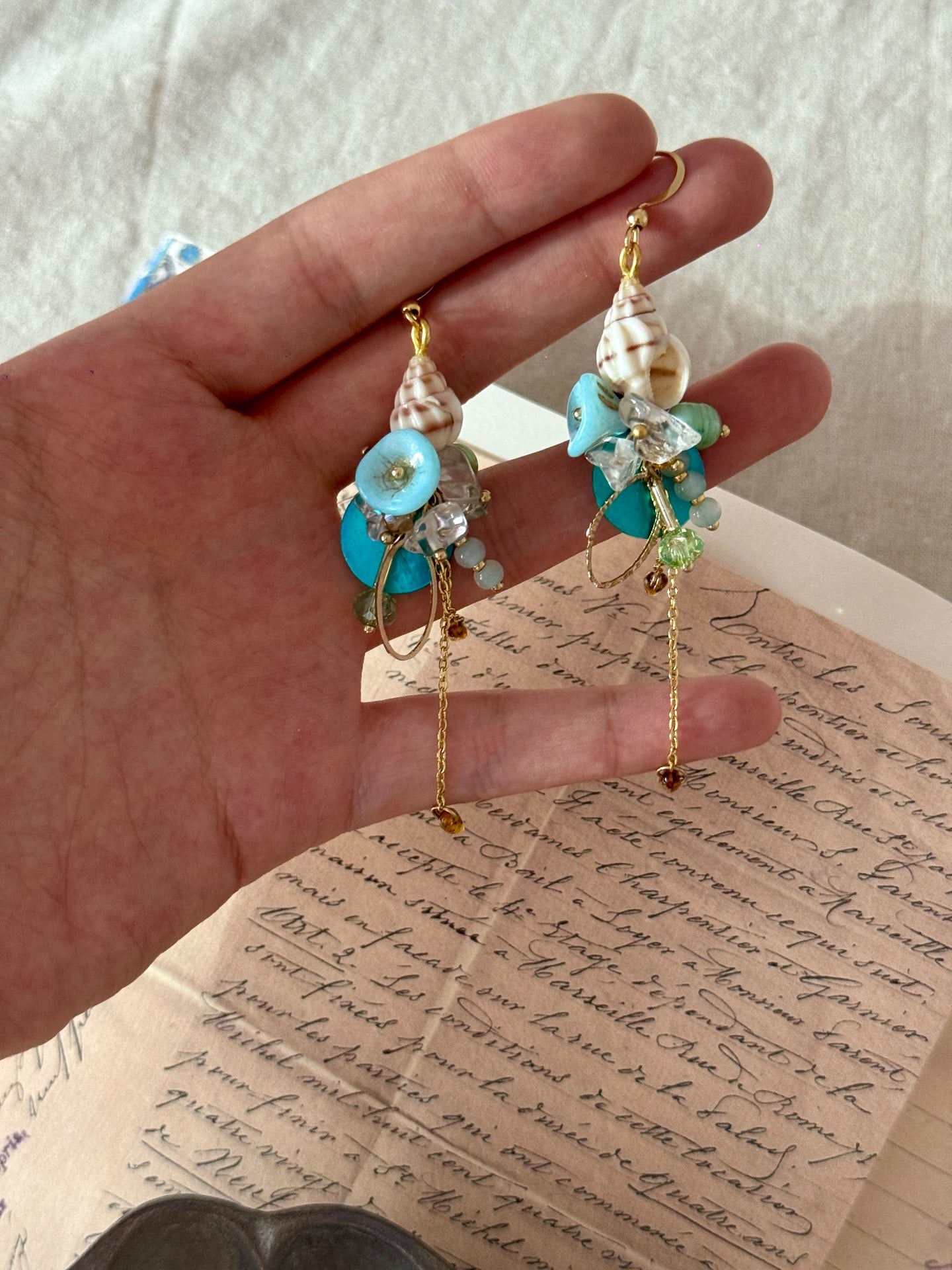 Babylon Ocean Relic Handmade Shell Statement Earrings