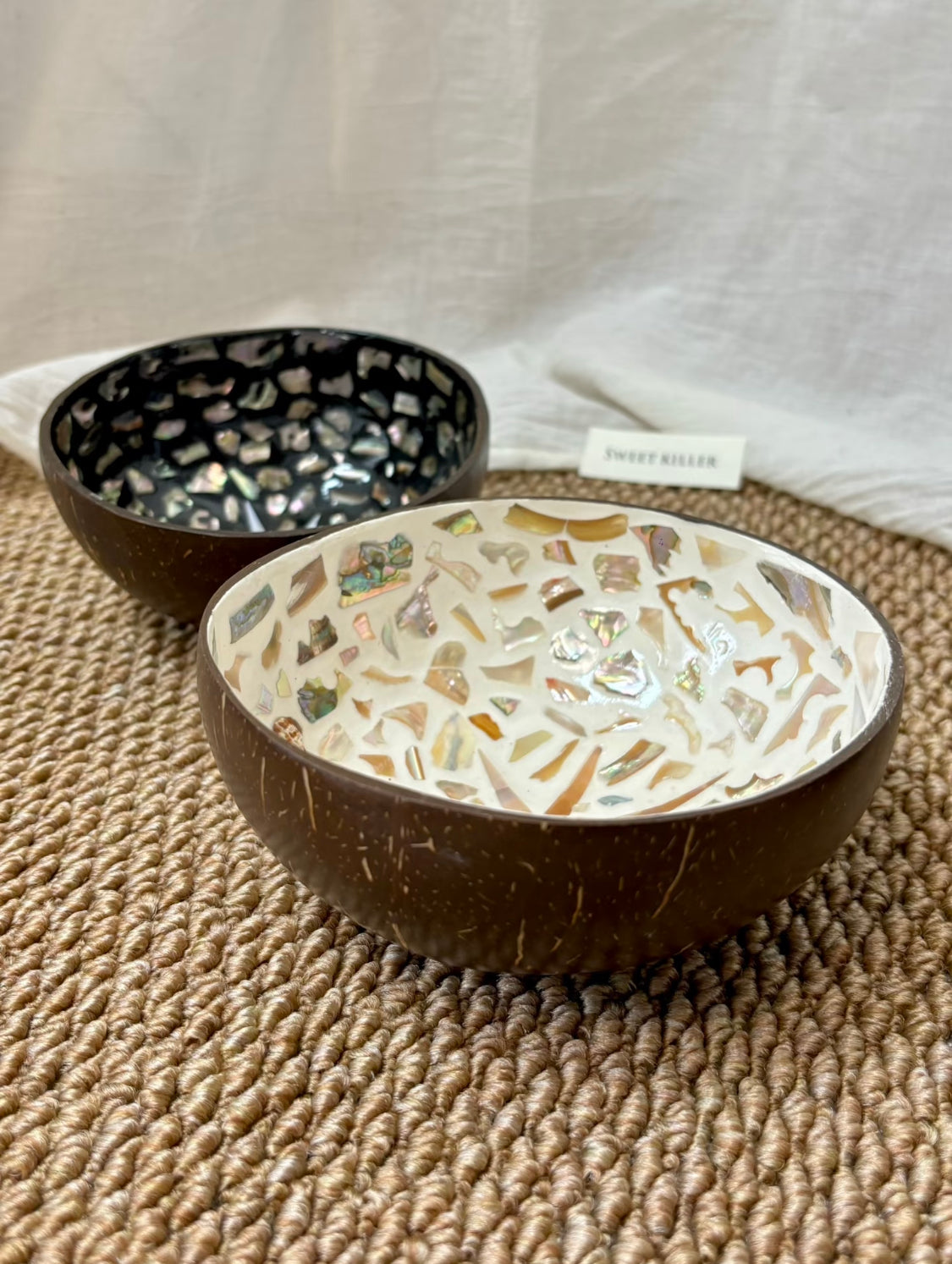 Pearl Mosaic Coconut Bowl | Handmade Capiz Shell Catchall Tray