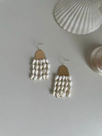 ShellCascade Earrings – Handcrafted Natural Sea Shell & Gold-Plated Copper Geometric Dangle Earrings