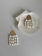 ShellCascade Earrings – Handcrafted Natural Sea Shell & Gold-Plated Copper Geometric Dangle Earrings