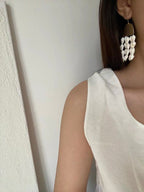 ShellCascade Earrings – Handcrafted Natural Sea Shell & Gold-Plated Copper Geometric Dangle Earrings