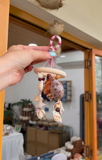 Sea Whisper Shell Charm Ring – Handmade Coastal Bag Charm & Mini Wind Chime