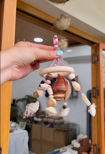 Sea Whisper Shell Charm Ring – Handmade Coastal Bag Charm & Mini Wind Chime